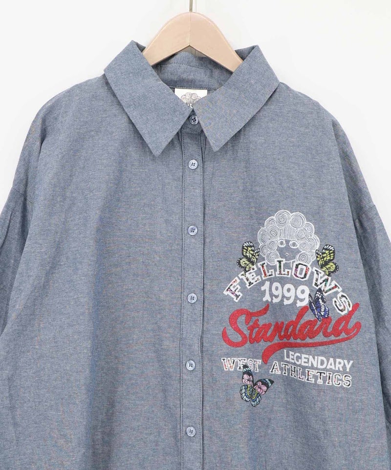 2素材展開 ポップロゴお花バックプリントシャツ-17