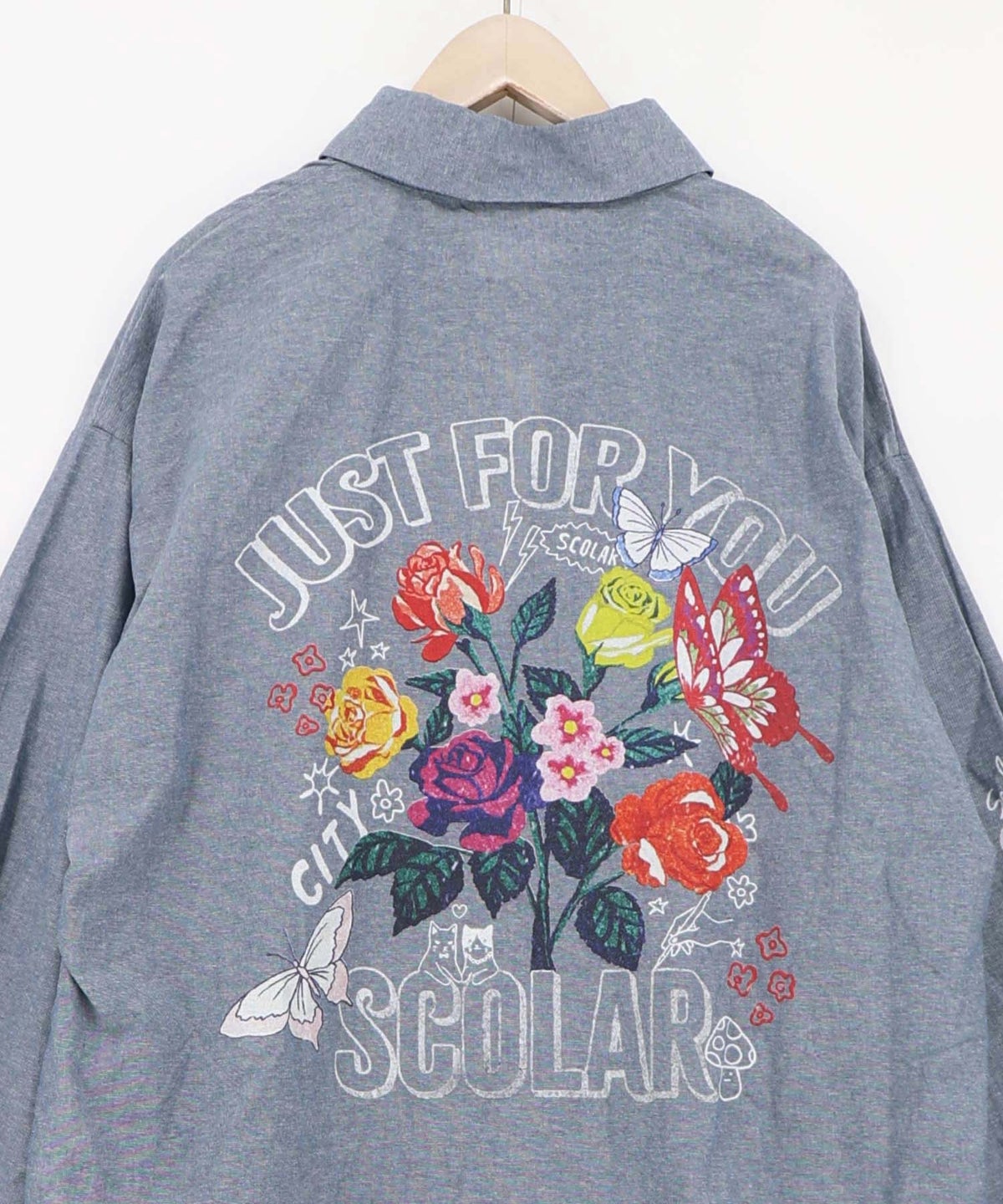 2素材展開 ポップロゴお花バックプリントシャツ-22