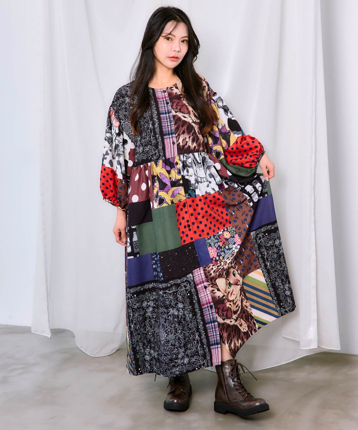 POPコラージュ総柄シャツワンピ-2