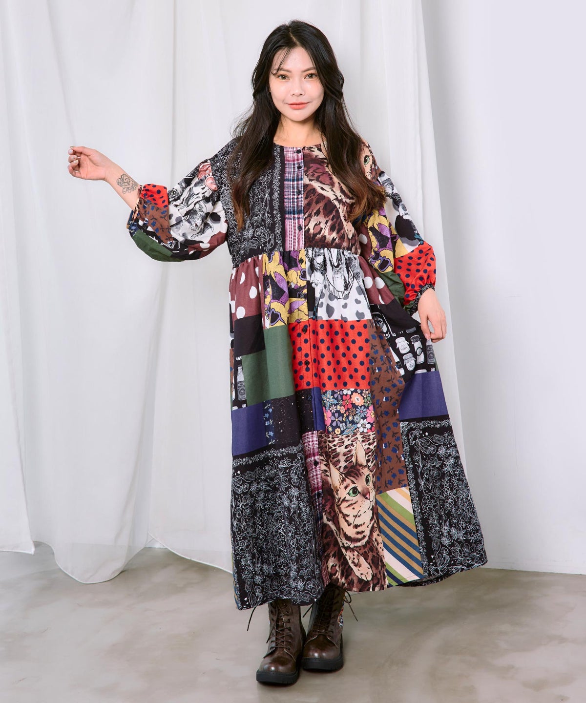 POPコラージュ総柄シャツワンピ-3