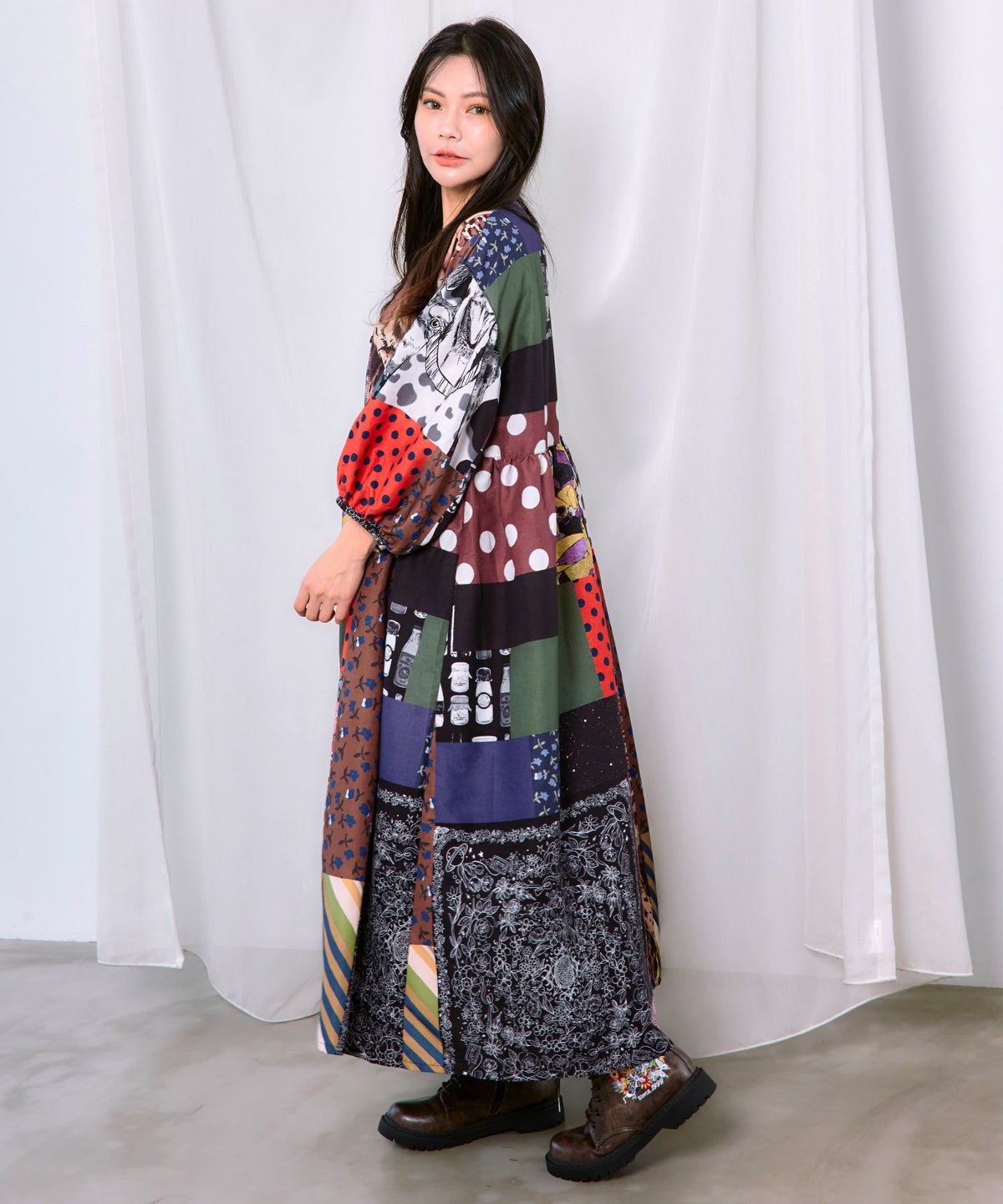 POPコラージュ総柄シャツワンピ-4