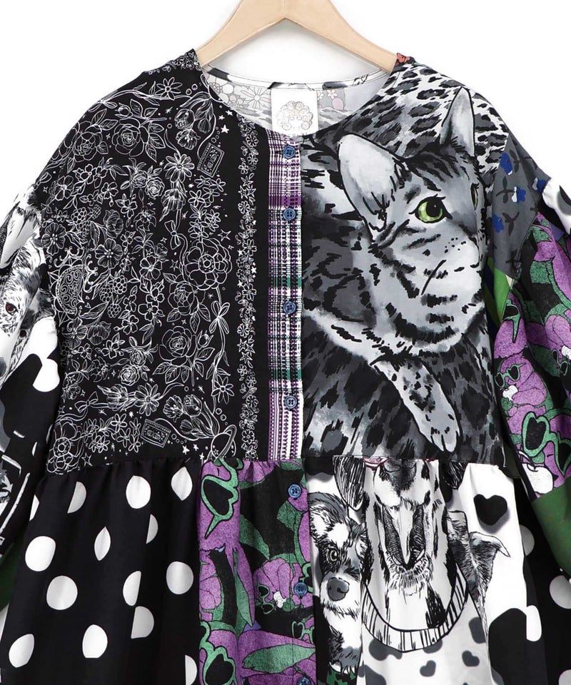 POPコラージュ総柄シャツワンピ-14