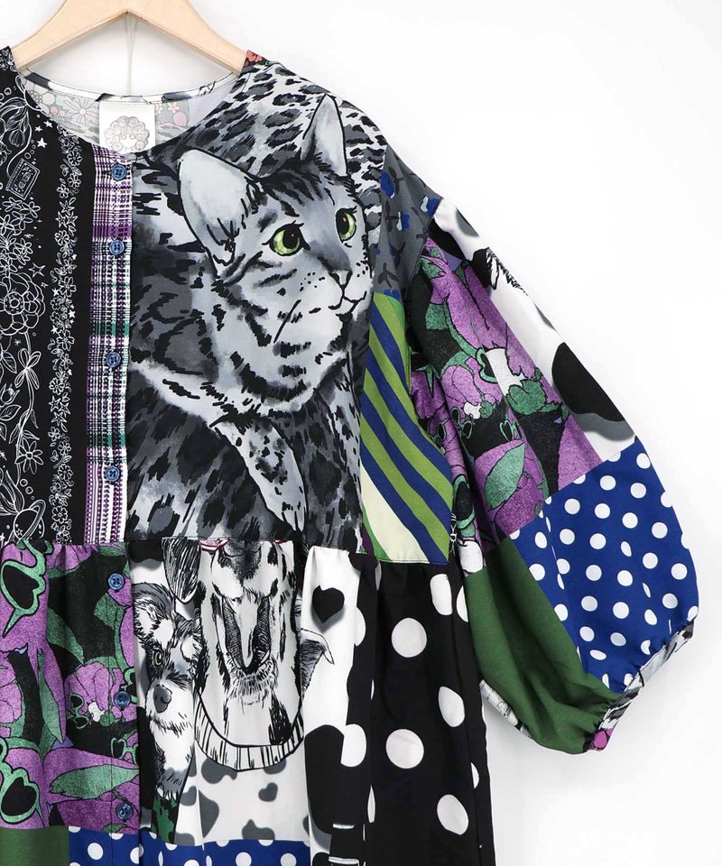 POPコラージュ総柄シャツワンピ-15
