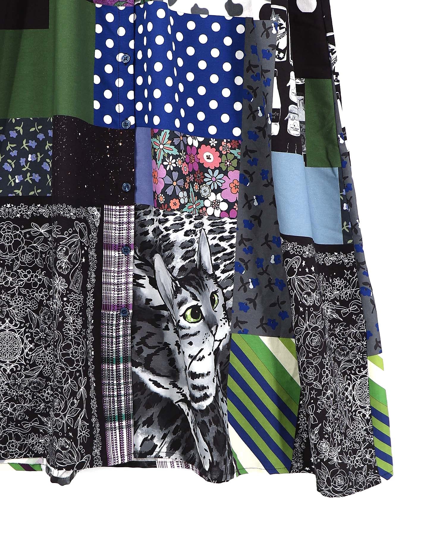 163613：POPコラージュ総柄シャツワンピースの通販-ScoLar