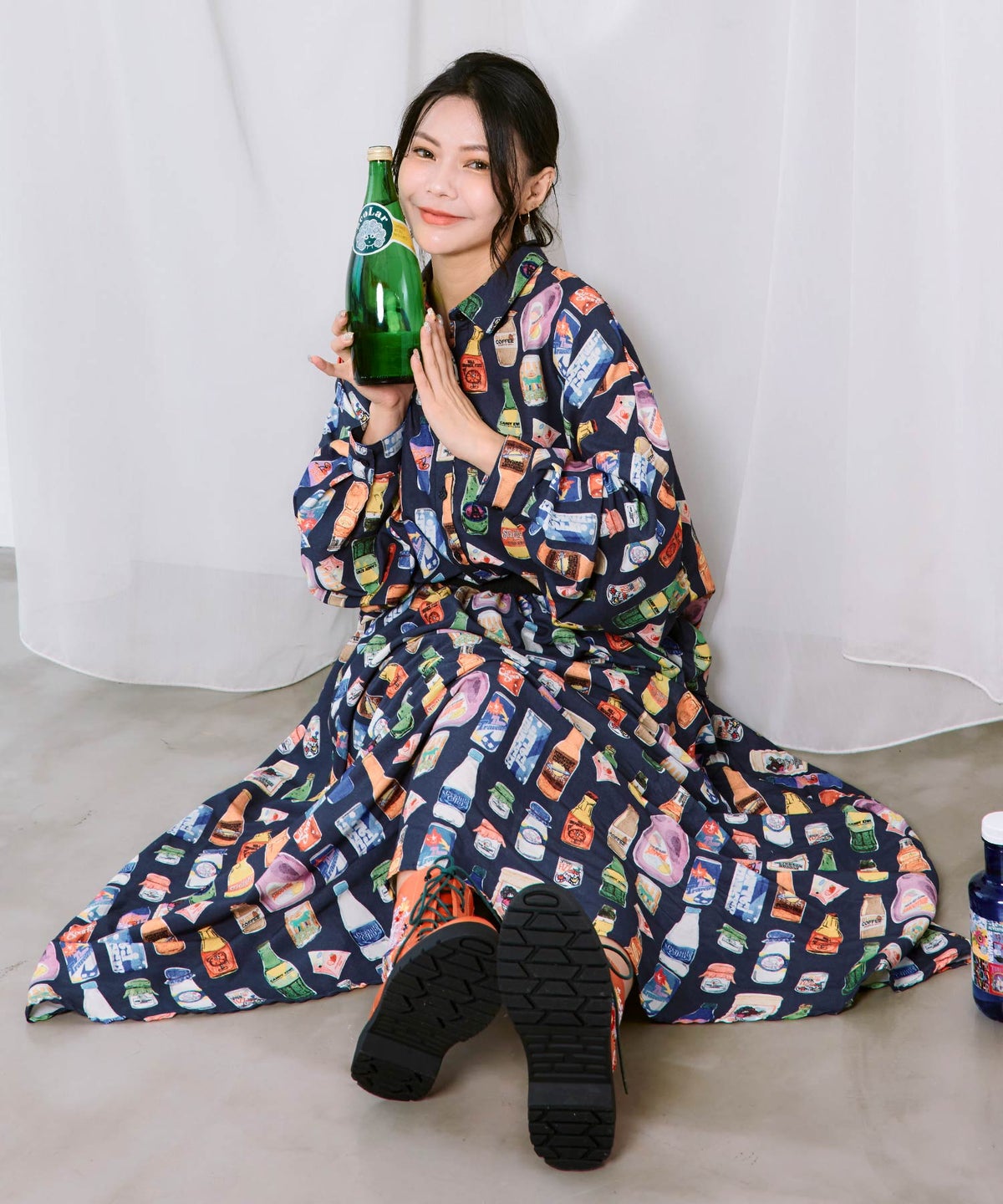 ボトルパラダイス 総柄ワッシャーシャツ-7