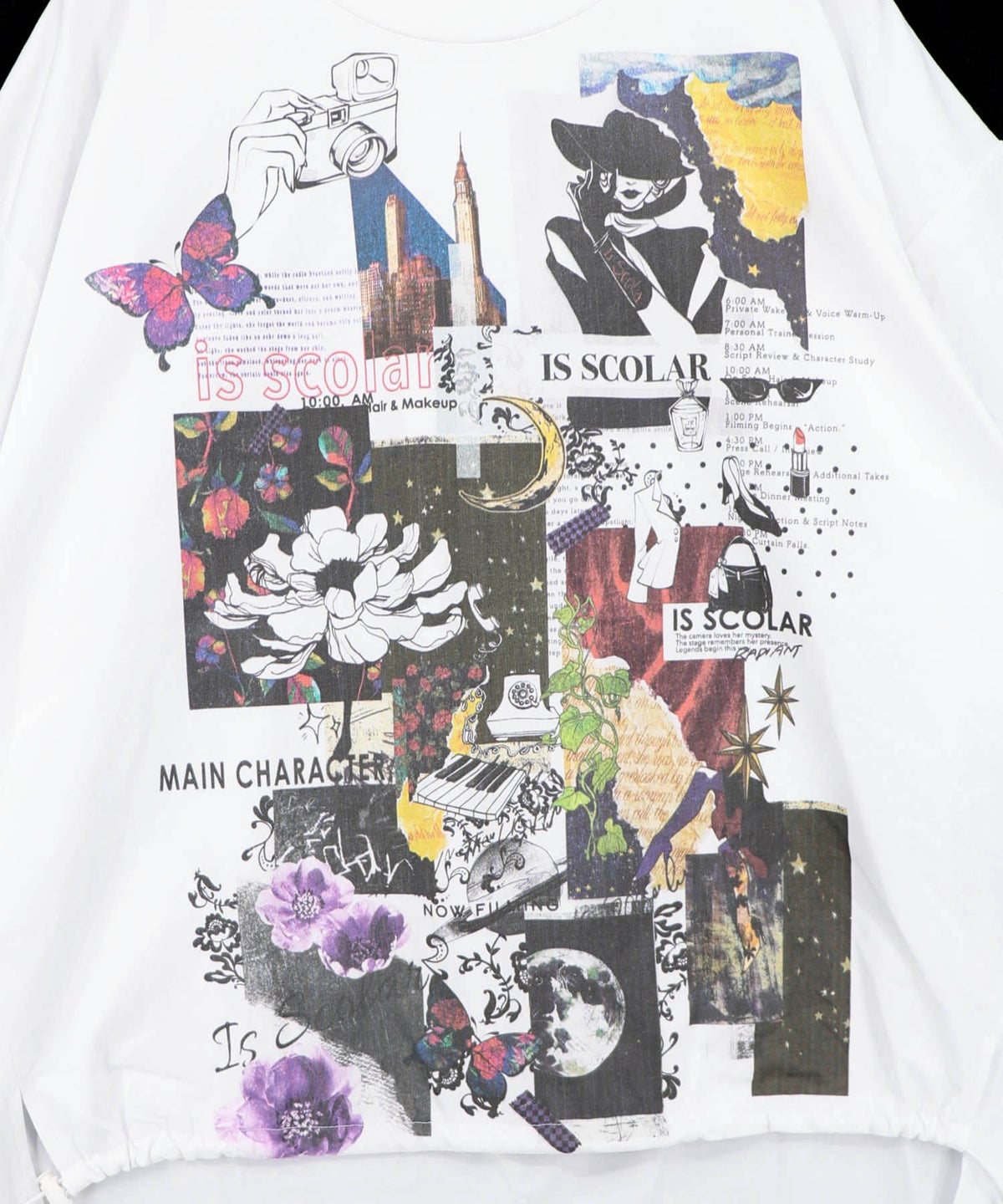 アートコラージュ柄 天竺×レースTシャツ-9