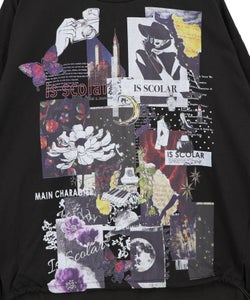 アートコラージュ柄 天竺×レースTシャツ-13