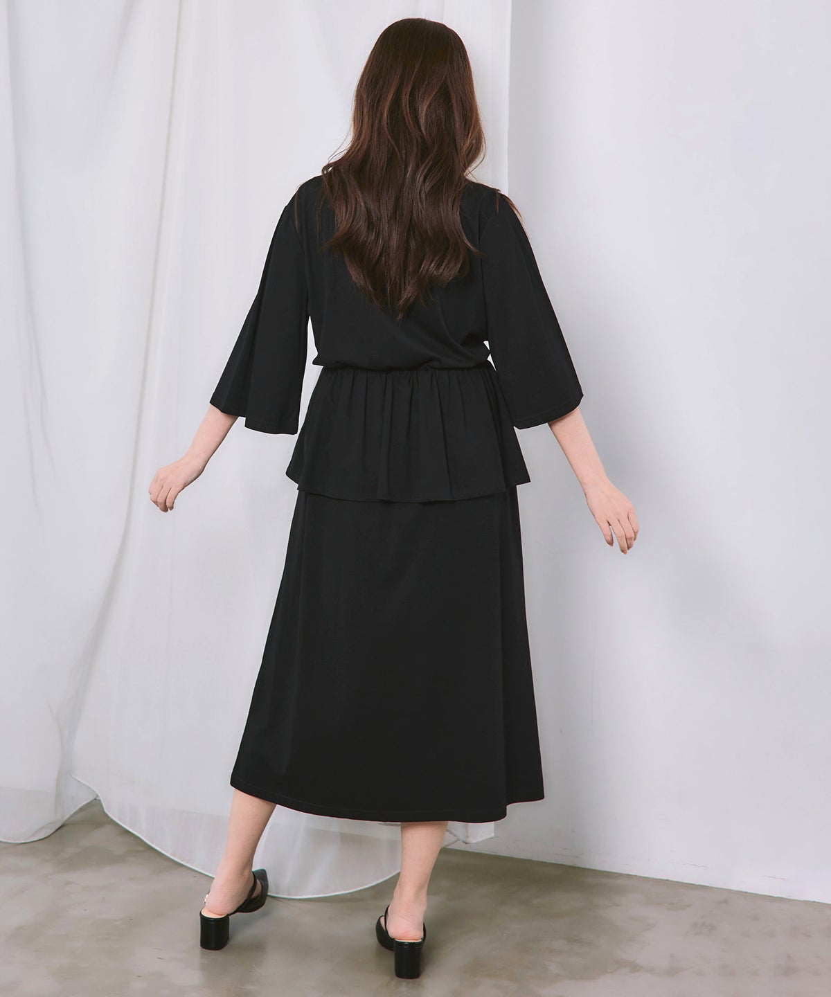 ダークファンタジー柄 箔プリントフリルワンピース-5