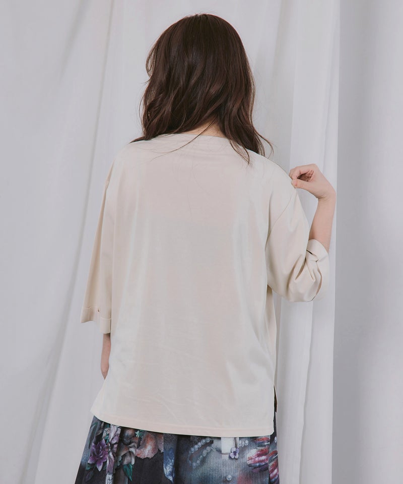ネコと音楽のお茶会 箔プリント入りTシャツ-5