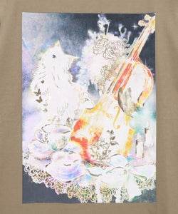 ネコと音楽のお茶会 箔プリント入りTシャツ-14