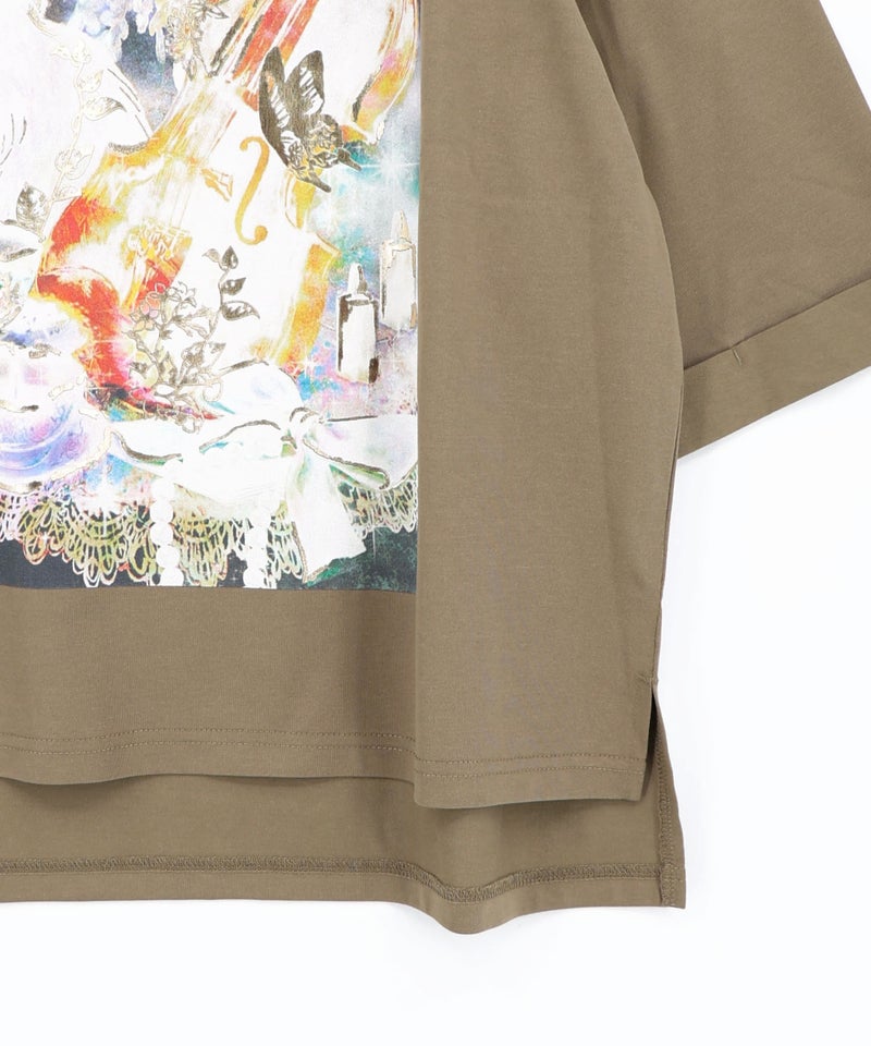 ネコと音楽のお茶会 箔プリント入りTシャツ-17