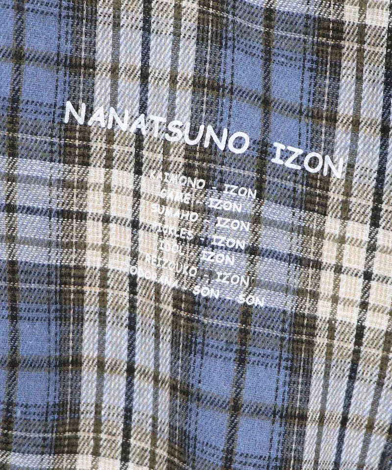 七つのIZON チェック柄切替シャツパーカー-22