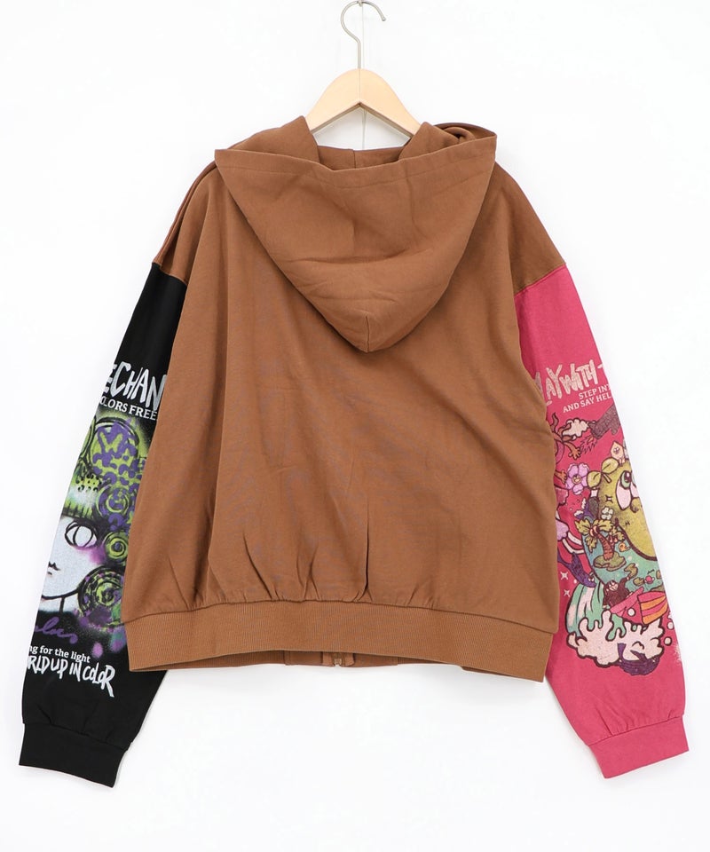 柄入り袖切替パーカー-15