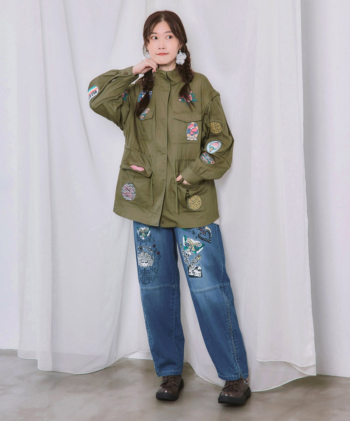 ワッペン付き 袖取り外し2WAYジャケット-2