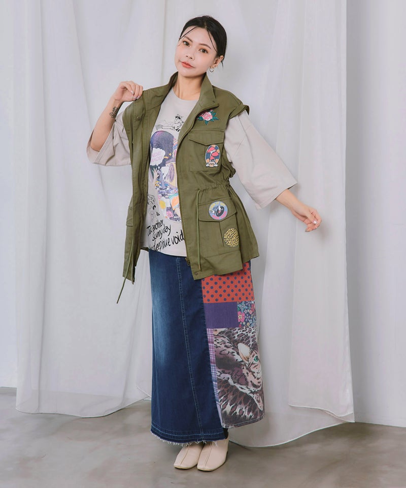 ワッペン付き 袖取り外し2WAYジャケット-9