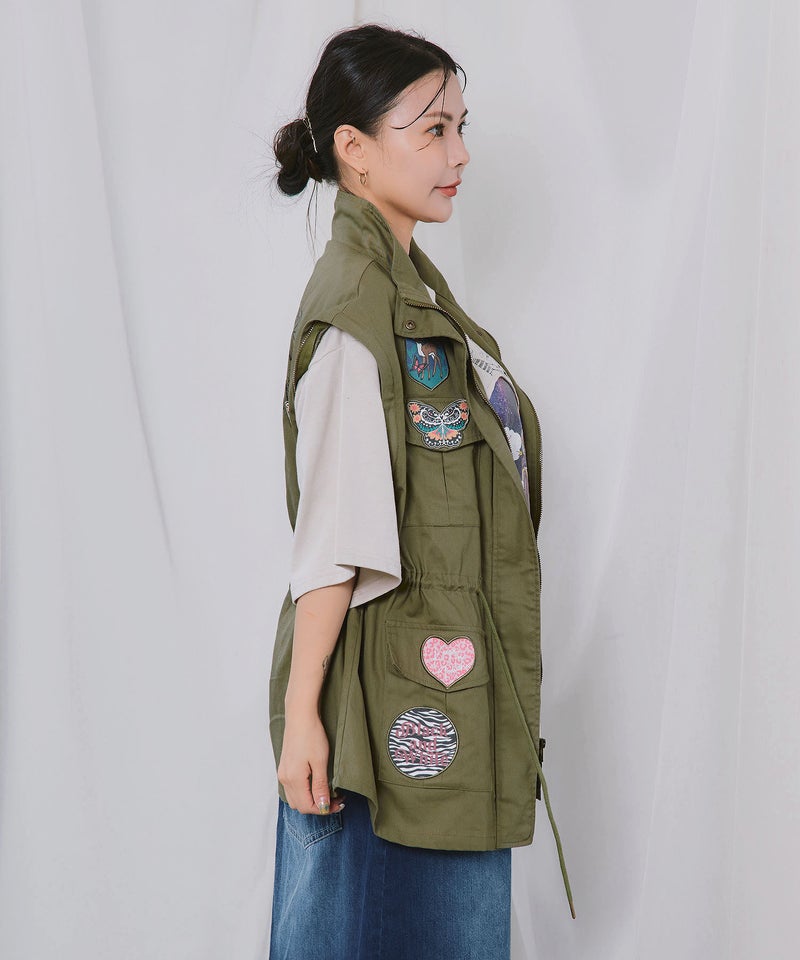 ワッペン付き 袖取り外し2WAYジャケット-10