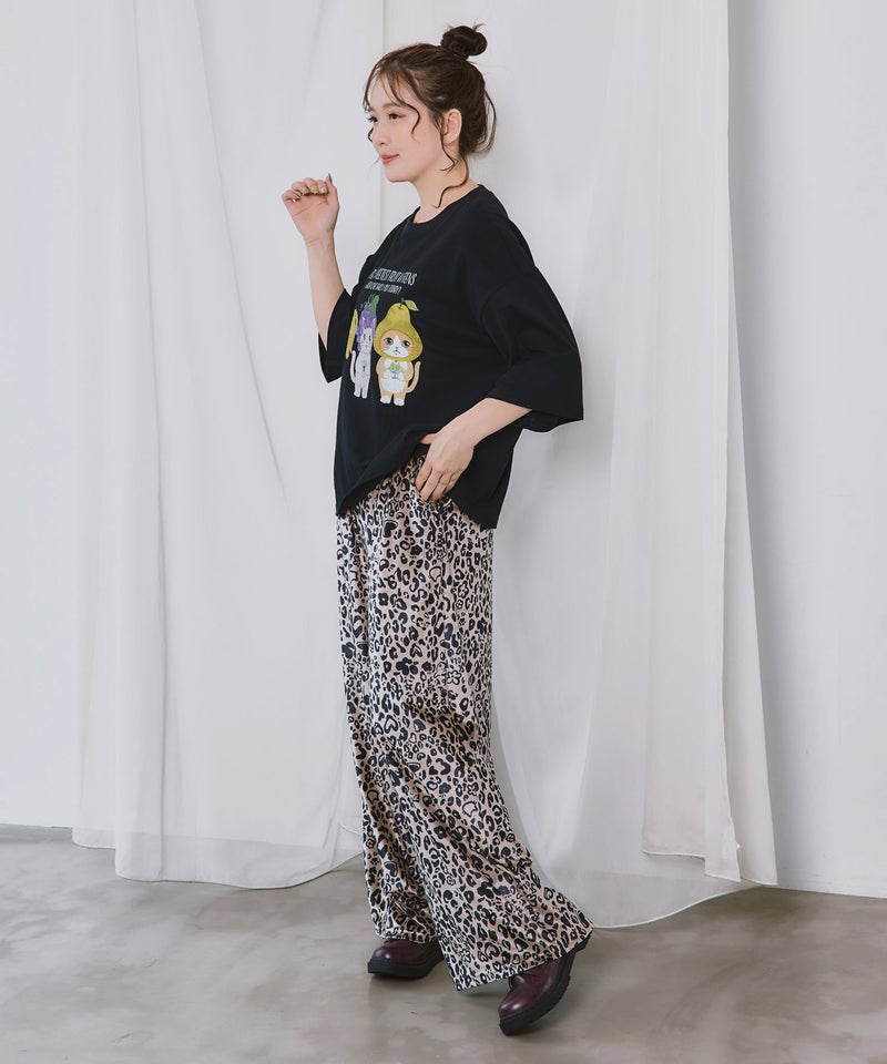 三柄展開 総柄ベロアパンツ-16