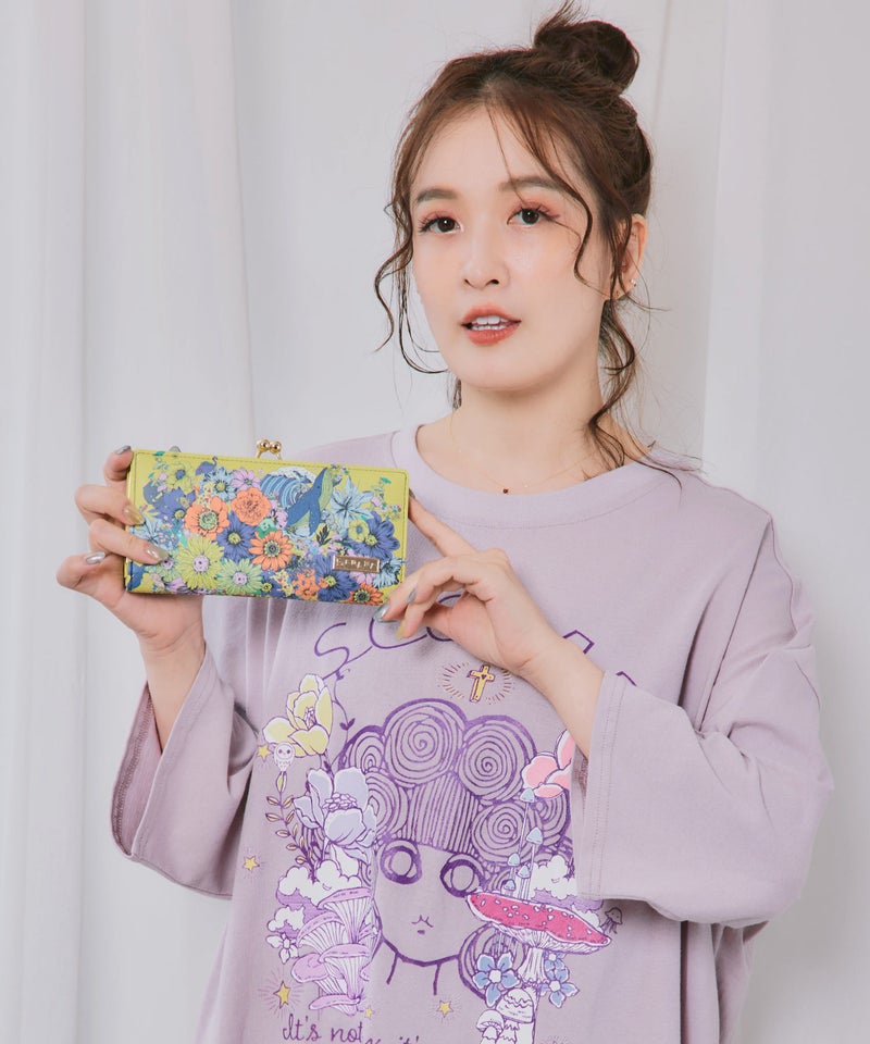 スカラーちゃん×フラワー柄 口金長財布-2