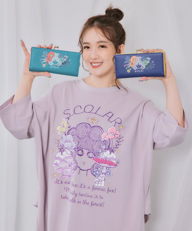 スカラーちゃん×フラワー柄 口金長財布-3