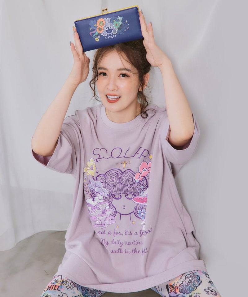 スカラーちゃん×フラワー柄 口金長財布-6
