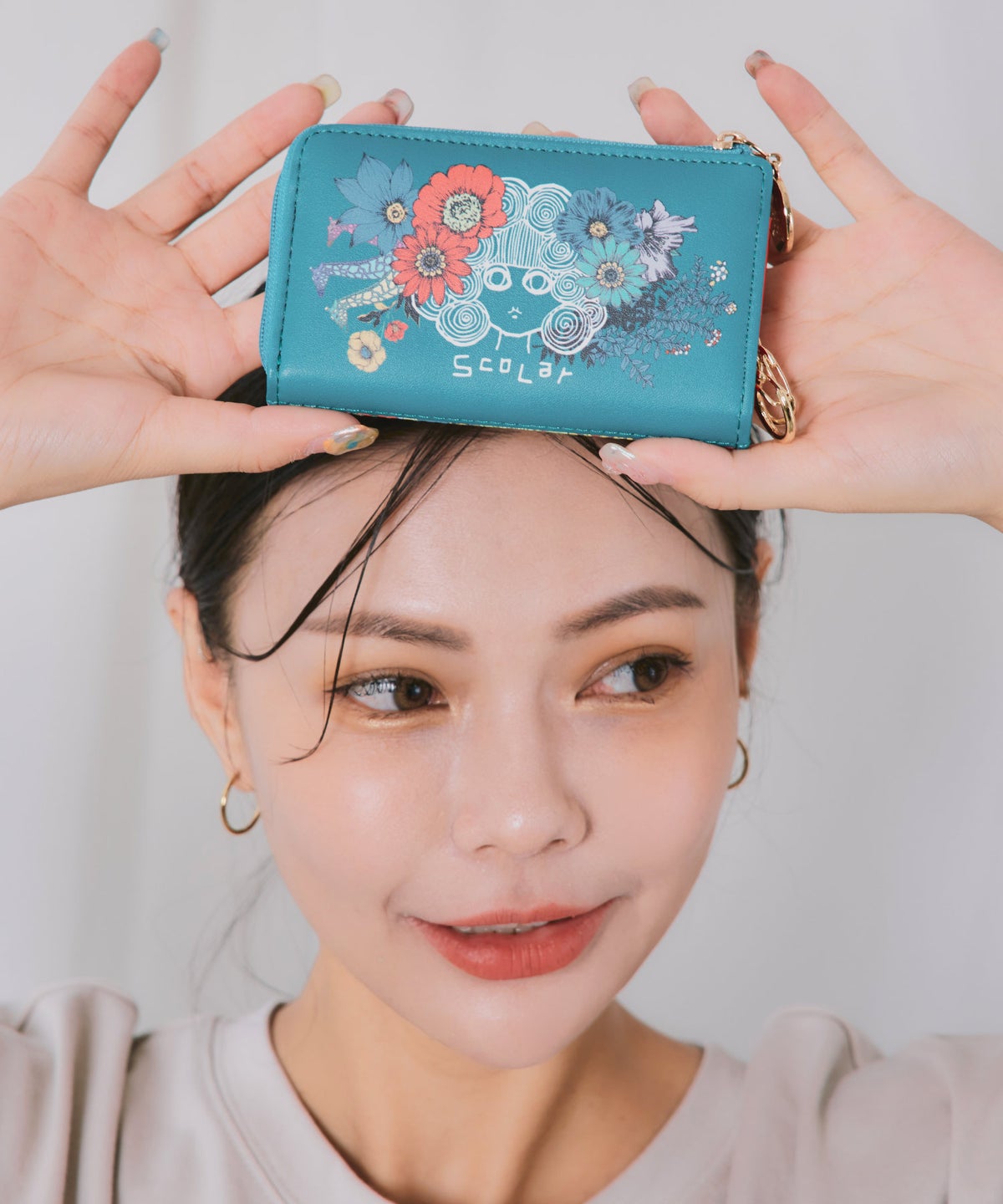 スカラーちゃん×フラワー柄　口金財布-1