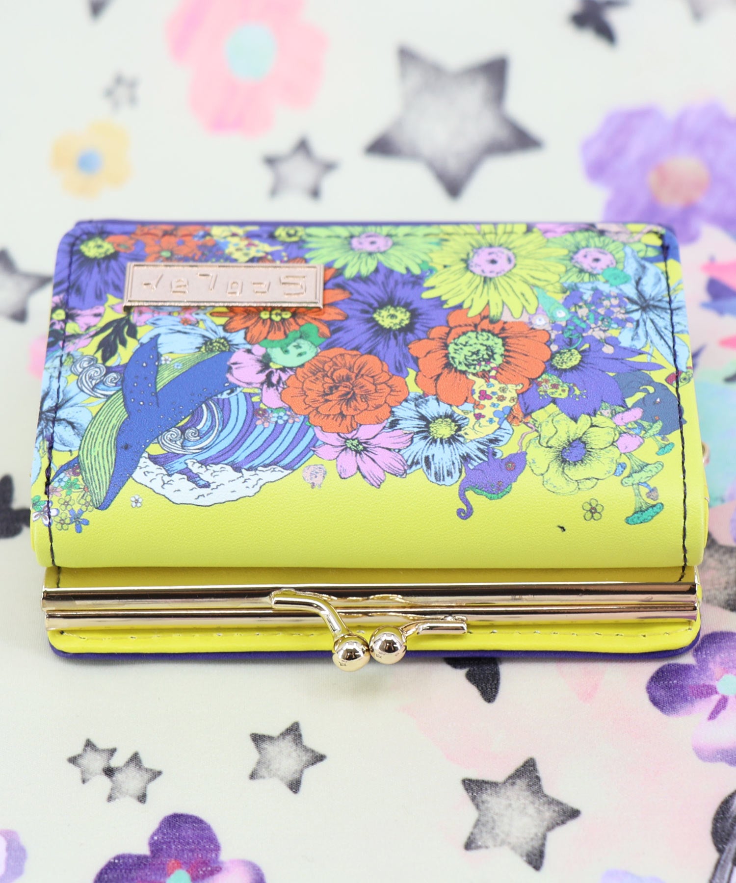 くーちゃん やりくり長財布　バラ柄　ショルダー付き SC83-2：スカラーちゃん×フラワー柄 口金財布の通販-ScoLar