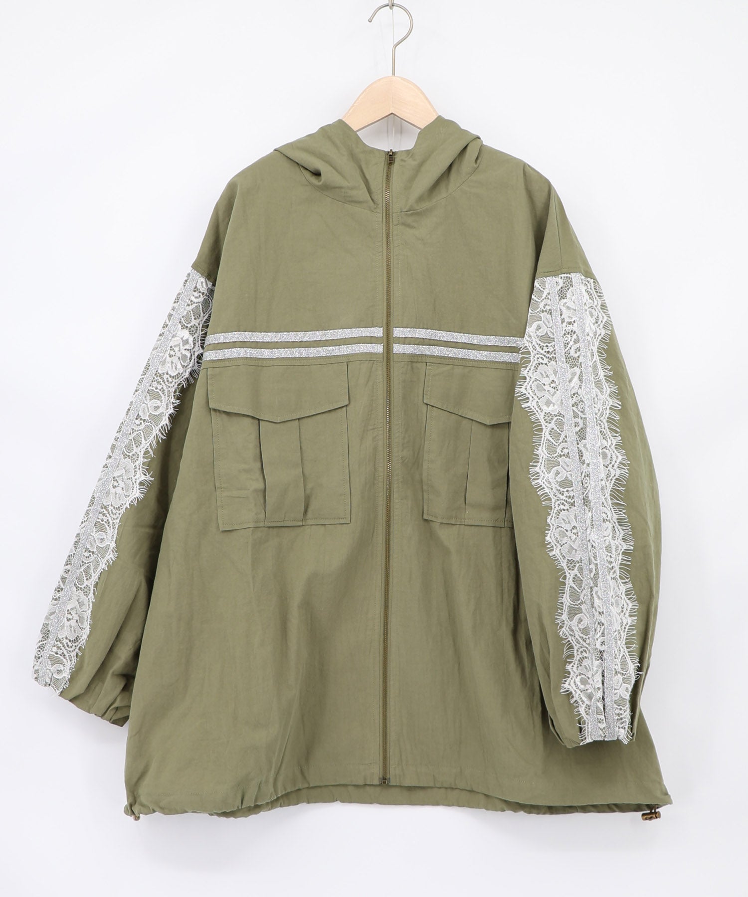 563205：蝶刺繍レース マウンテンパーカー風ブルゾンの通販-ScoLar