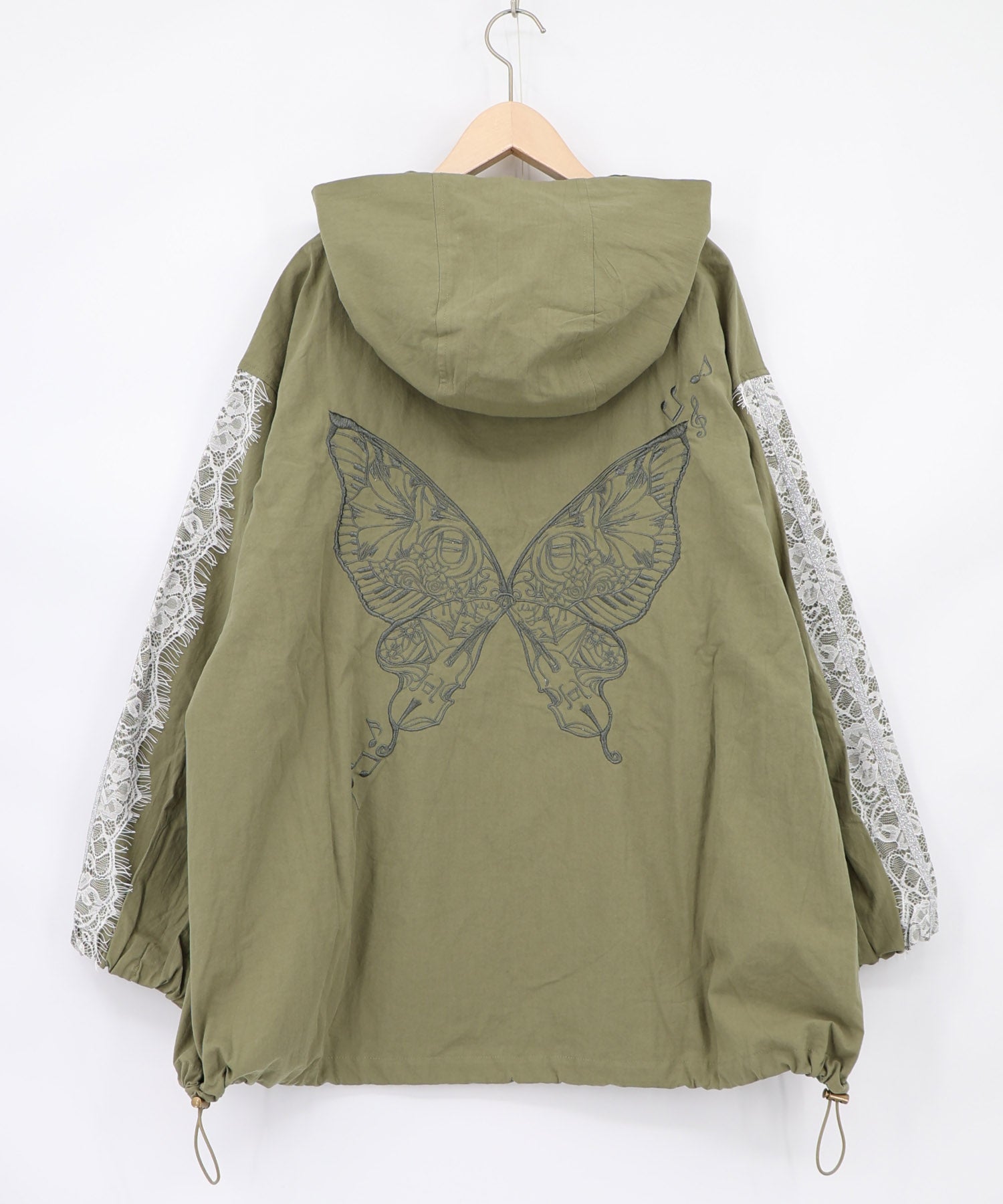 563205：蝶刺繍レース マウンテンパーカー風ブルゾンの通販-ScoLar
