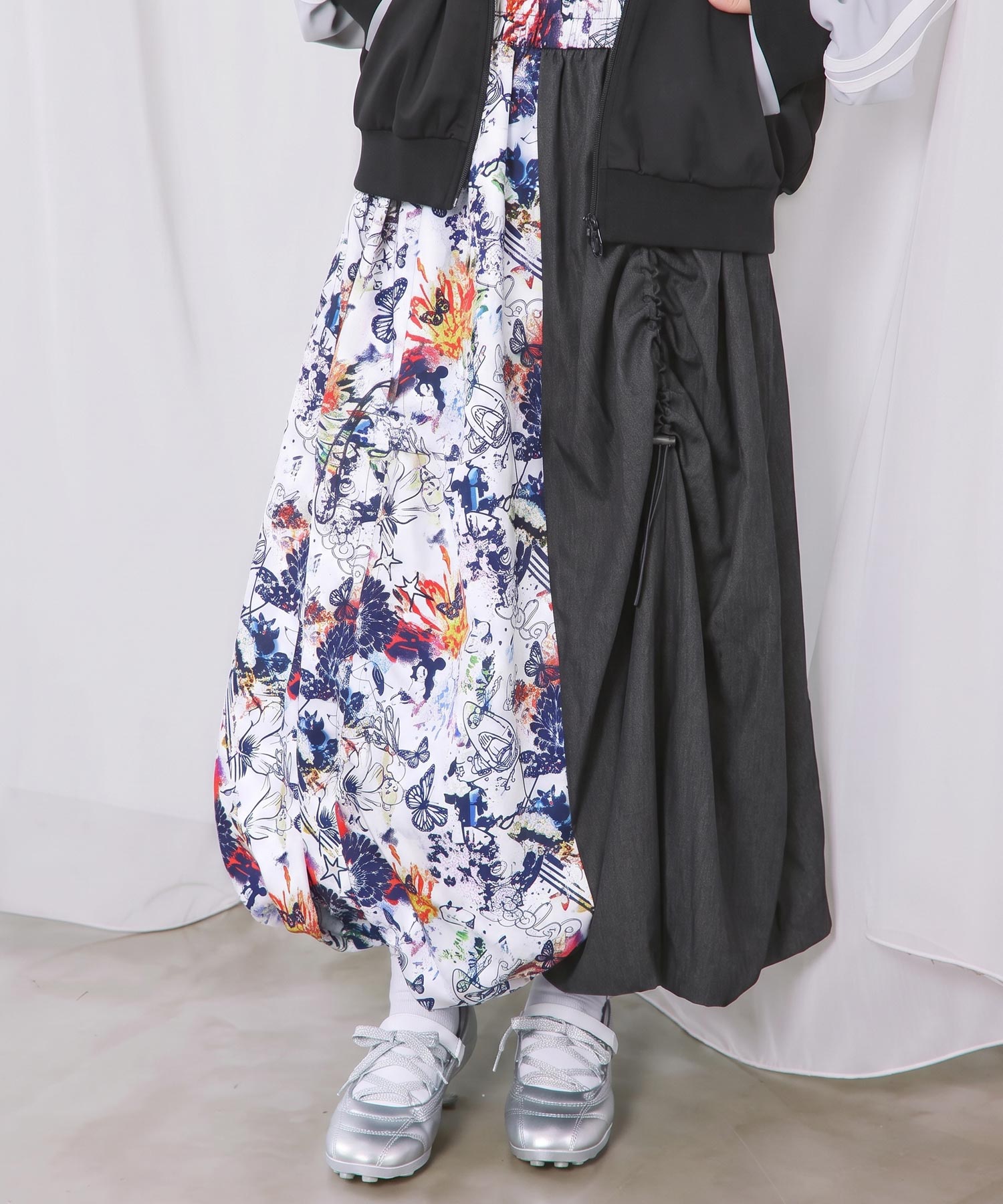 163609：異素材使いドロスト付きバルーンスカートの通販-ScoLar
