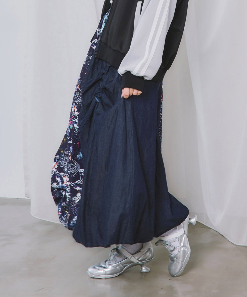 異素材使いドロスト付きバルーンスカート-7