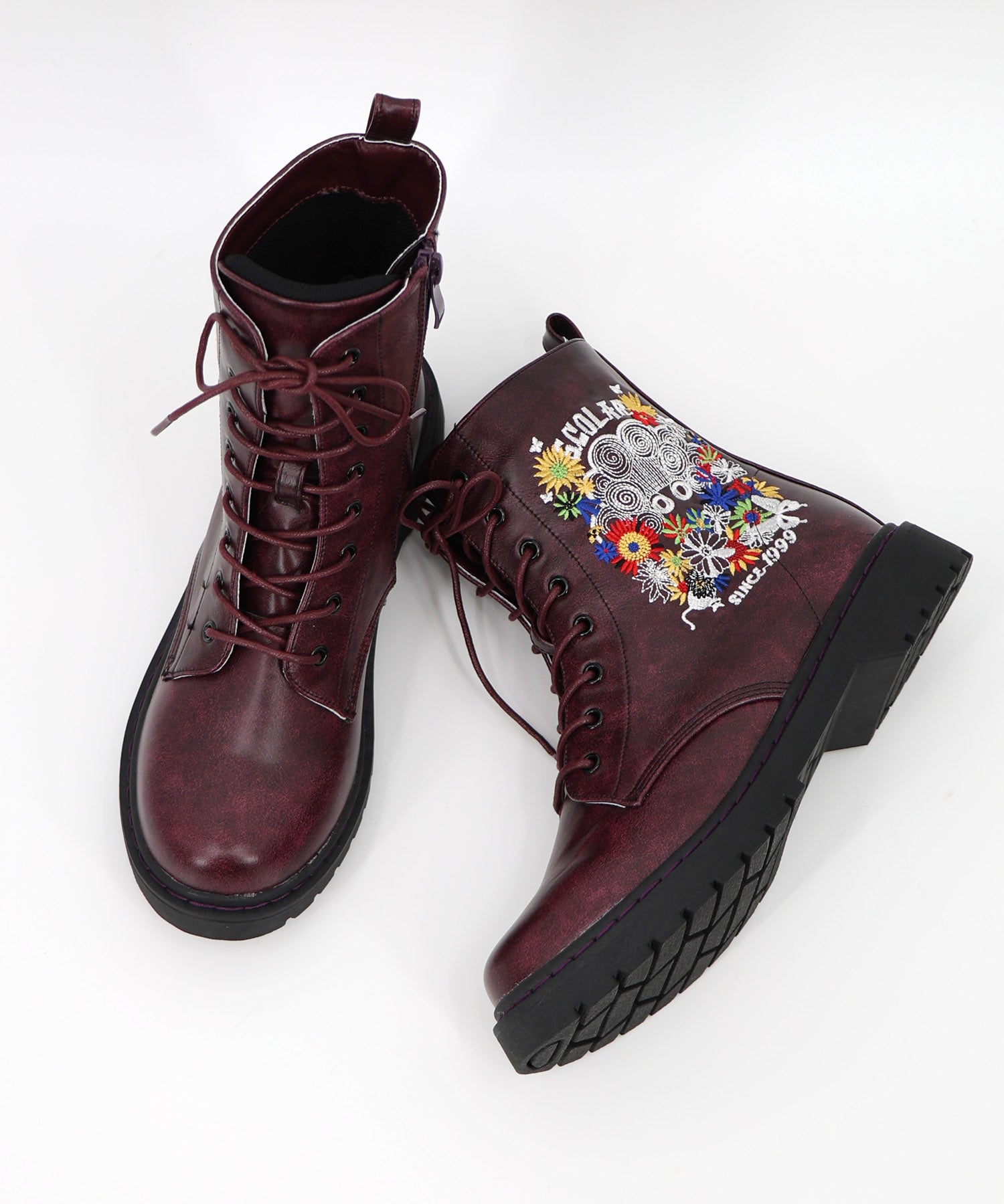 SS-193：スカラーちゃん&お花刺繍 合皮ブーツの通販-ScoLar