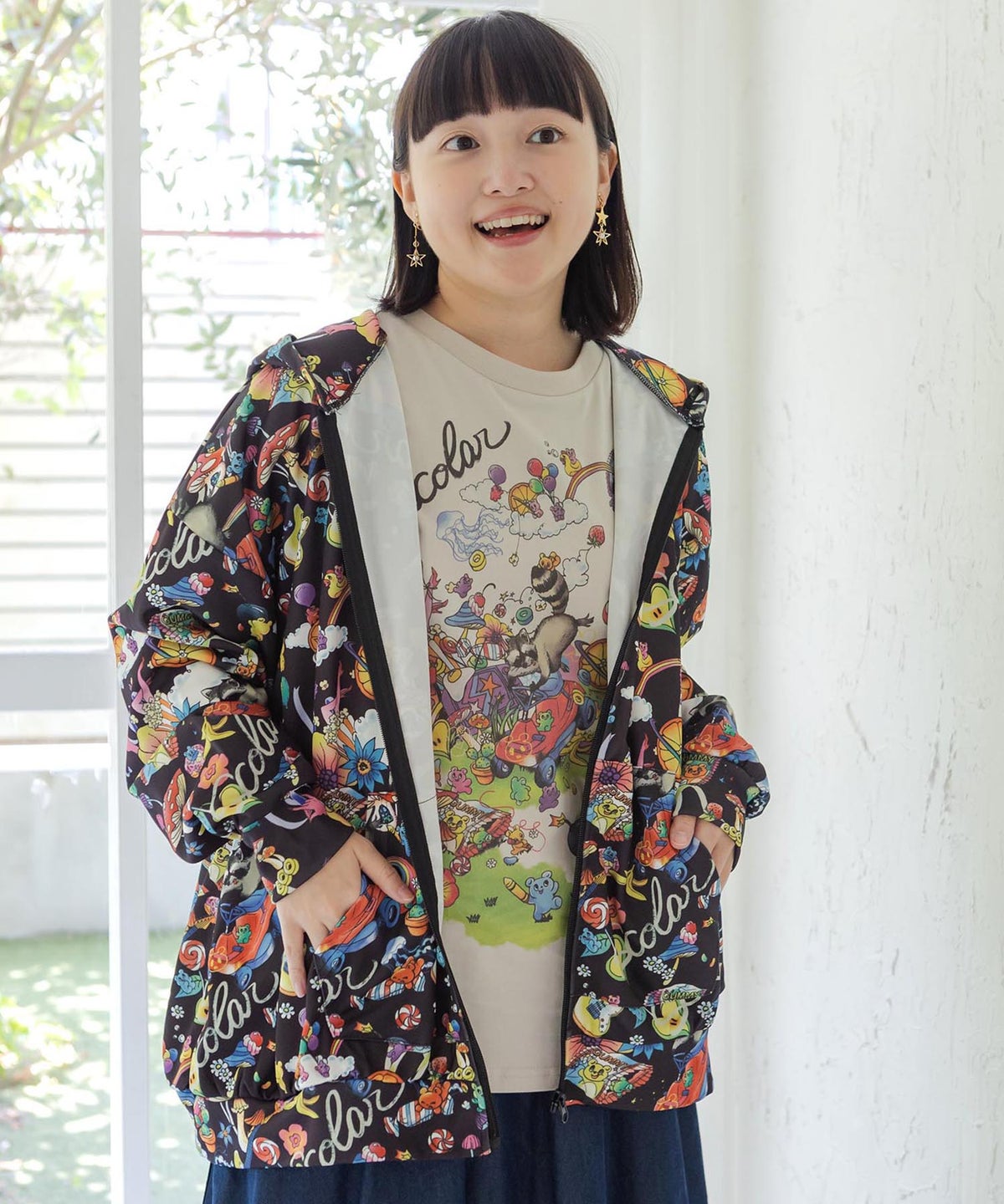 いたずらグミ柄 ロングスリーブTシャツ-1