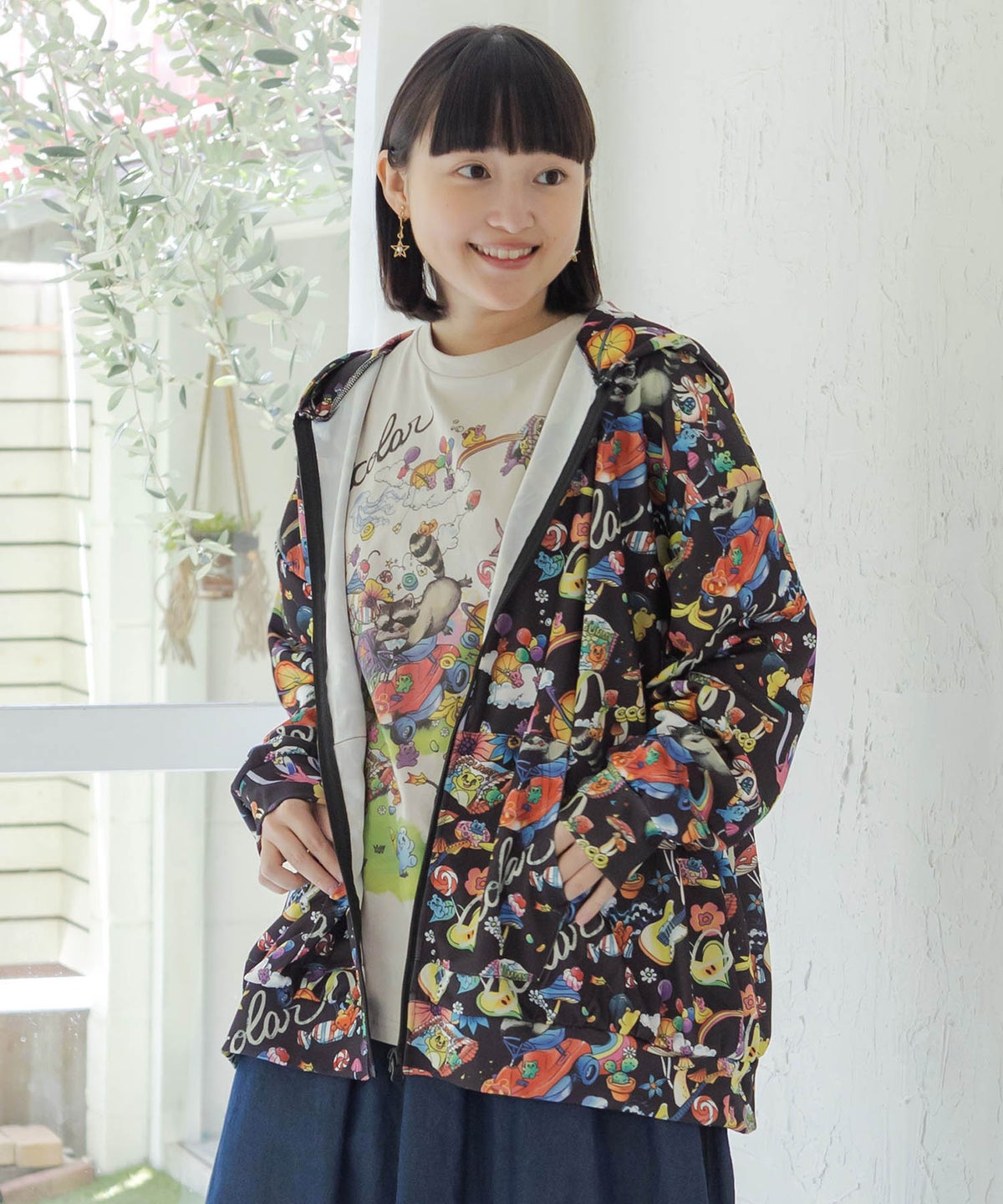 いたずらグミ柄 ロングスリーブTシャツ-2