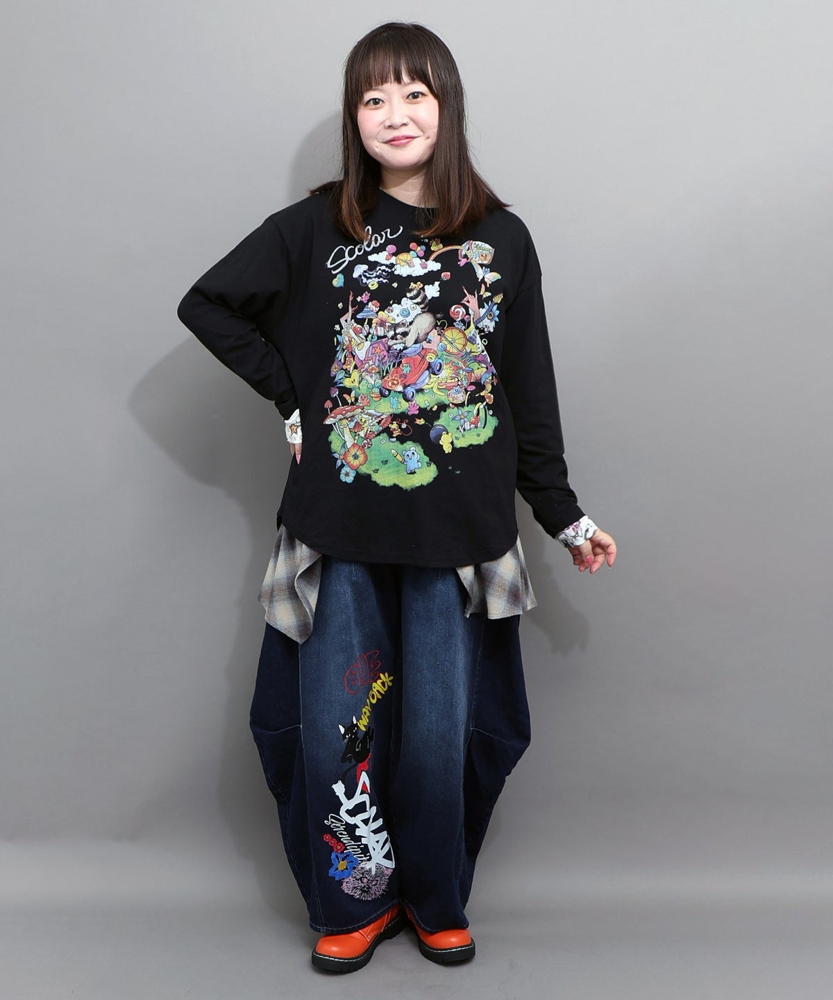 いたずらグミ柄 ロングスリーブTシャツ-5