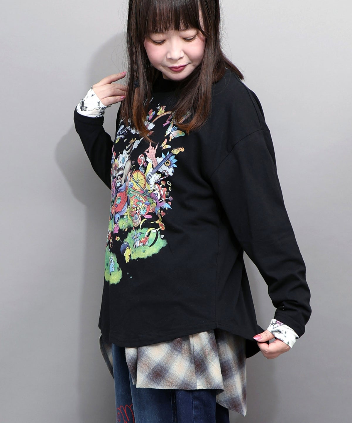 いたずらグミ柄 ロングスリーブTシャツ-6