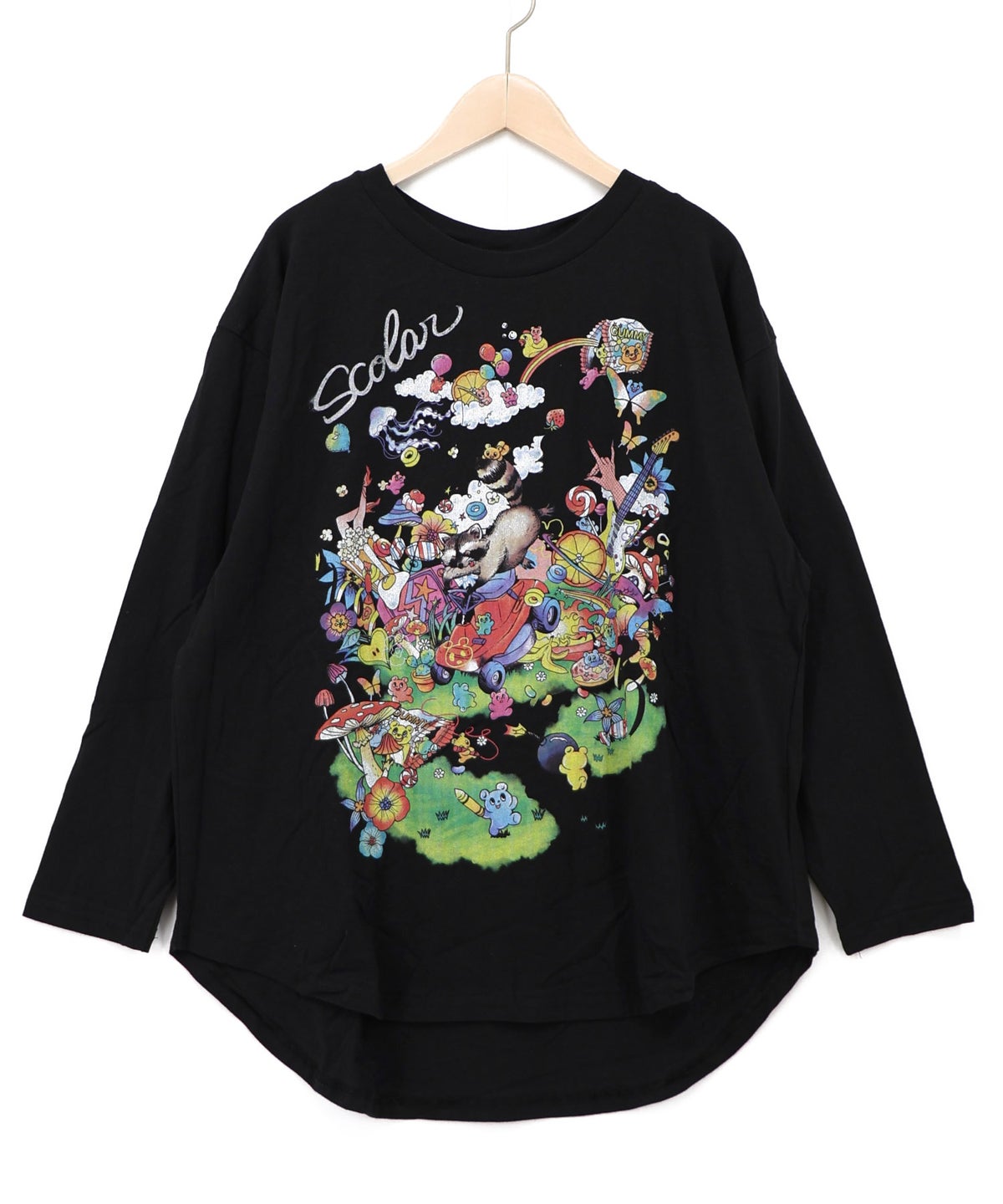 いたずらグミ柄 ロングスリーブTシャツ-12