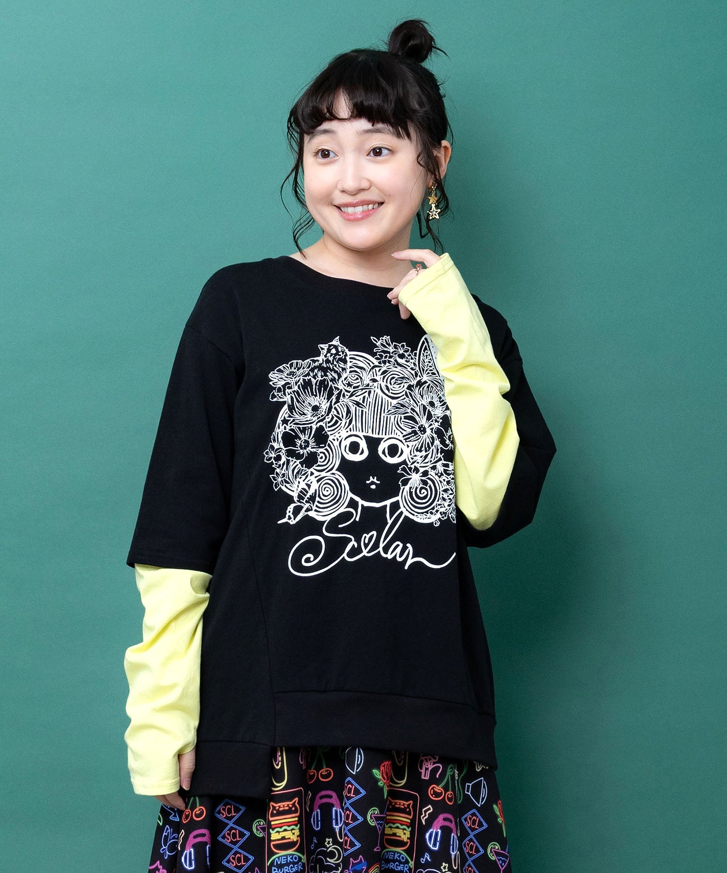 163657：スカラーちゃん 袖バイカラー切替Tシャツの通販-ScoLar