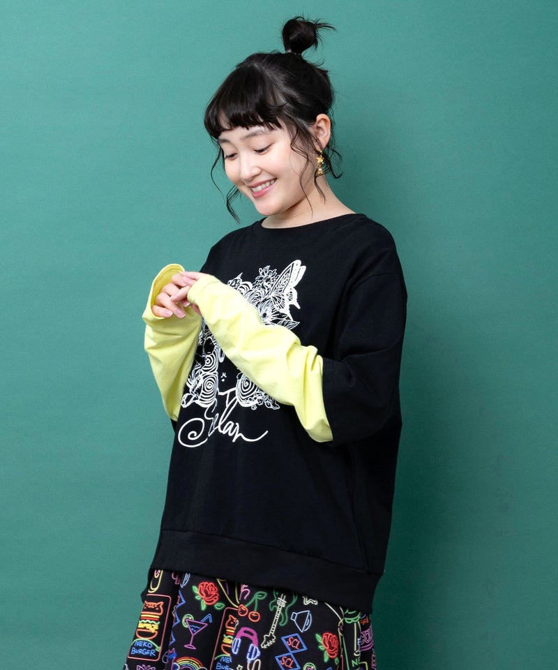 スカラーちゃん 袖バイカラー切替Tシャツ-4