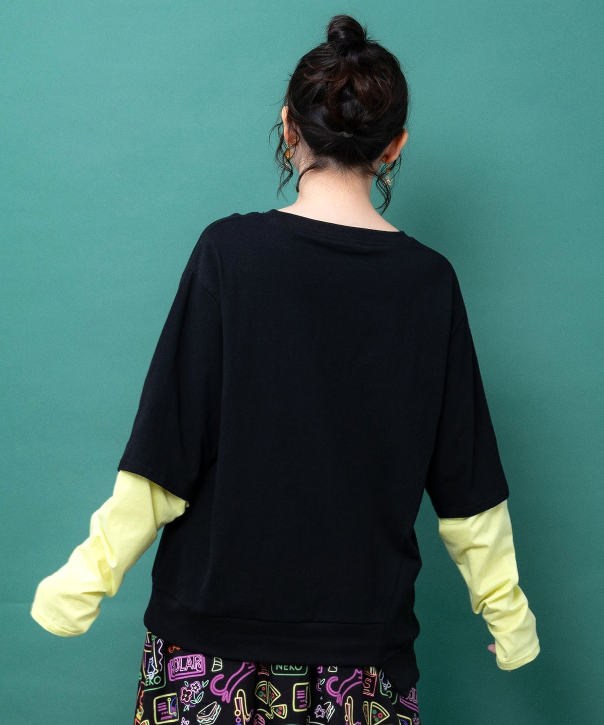 スカラーちゃん 袖バイカラー切替Tシャツ-5