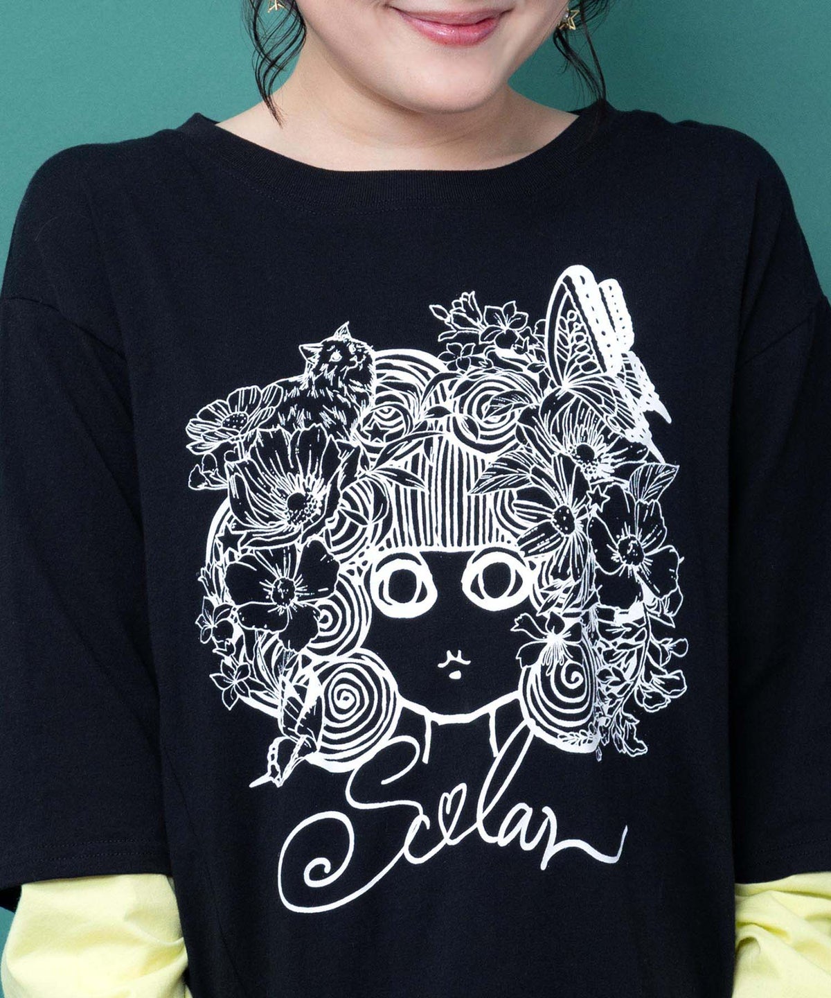 スカラーちゃん 袖バイカラー切替Tシャツ-7