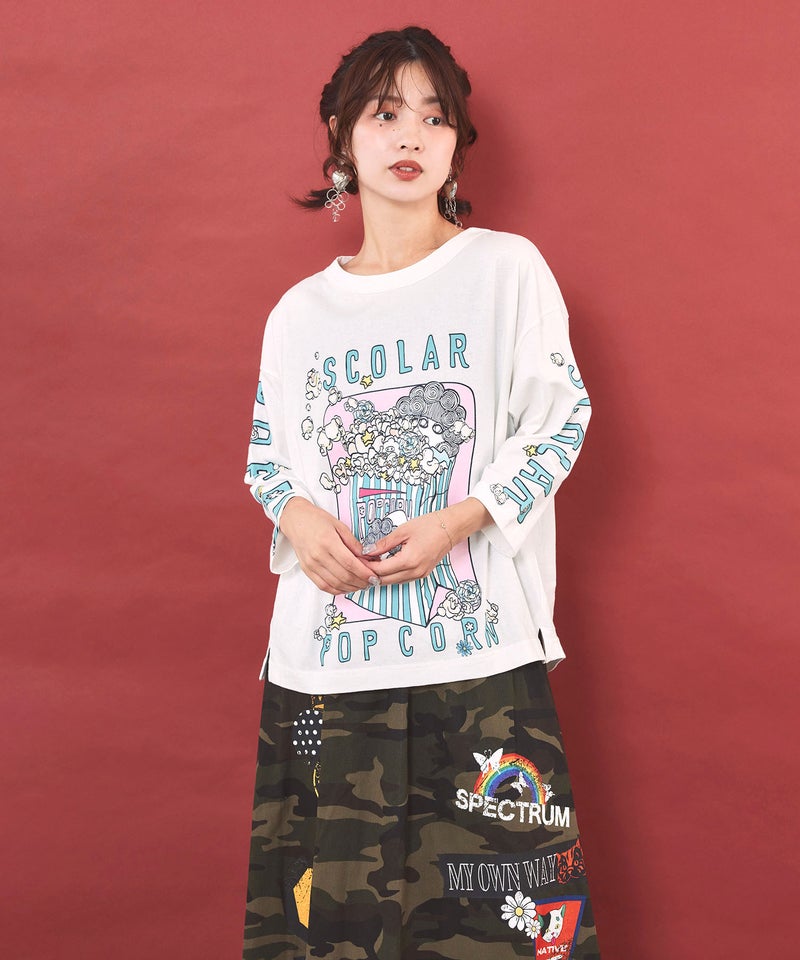 ポップコーン柄 ロングスリーブTシャツ-2