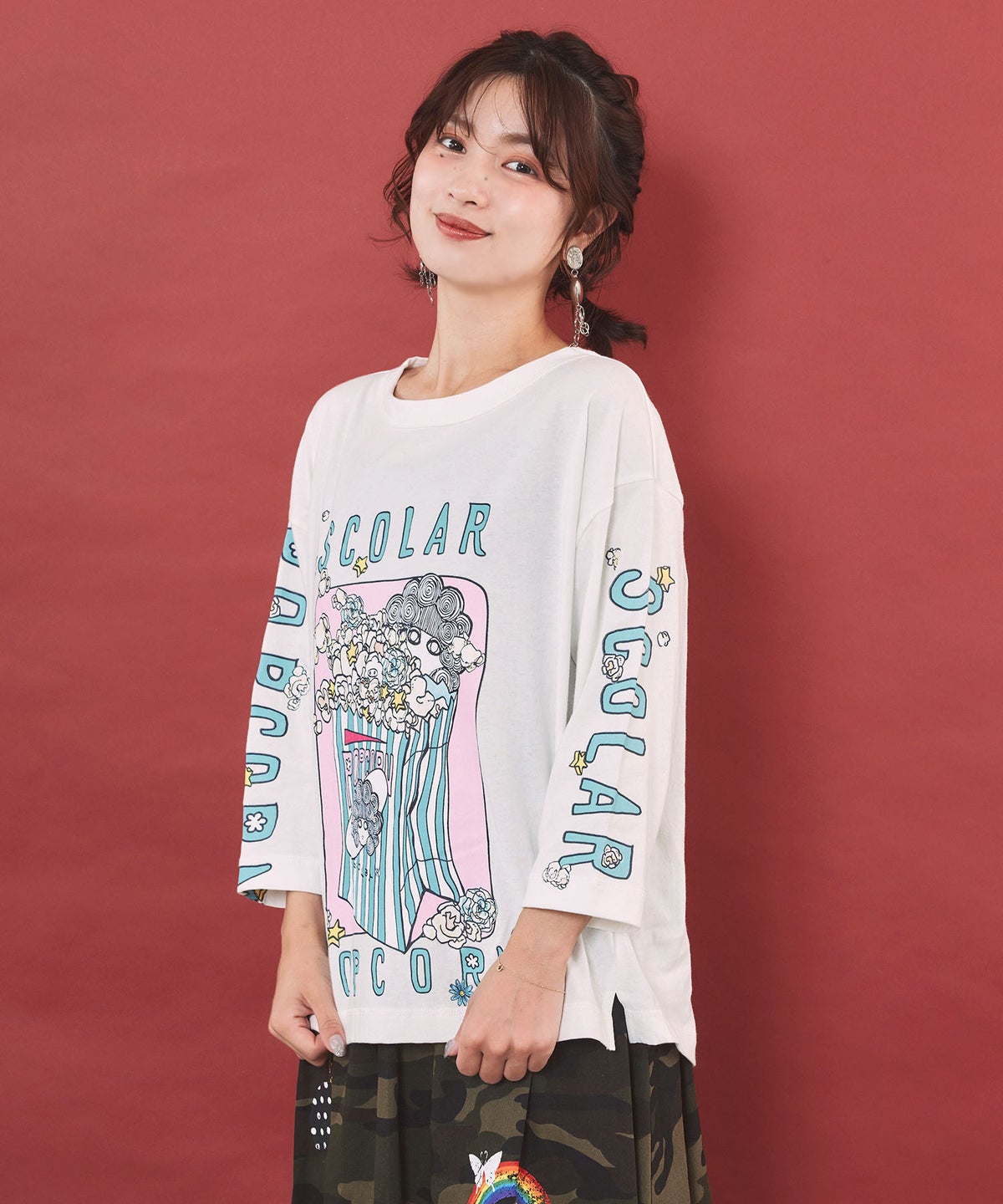 ポップコーン柄 ロングスリーブTシャツ-4