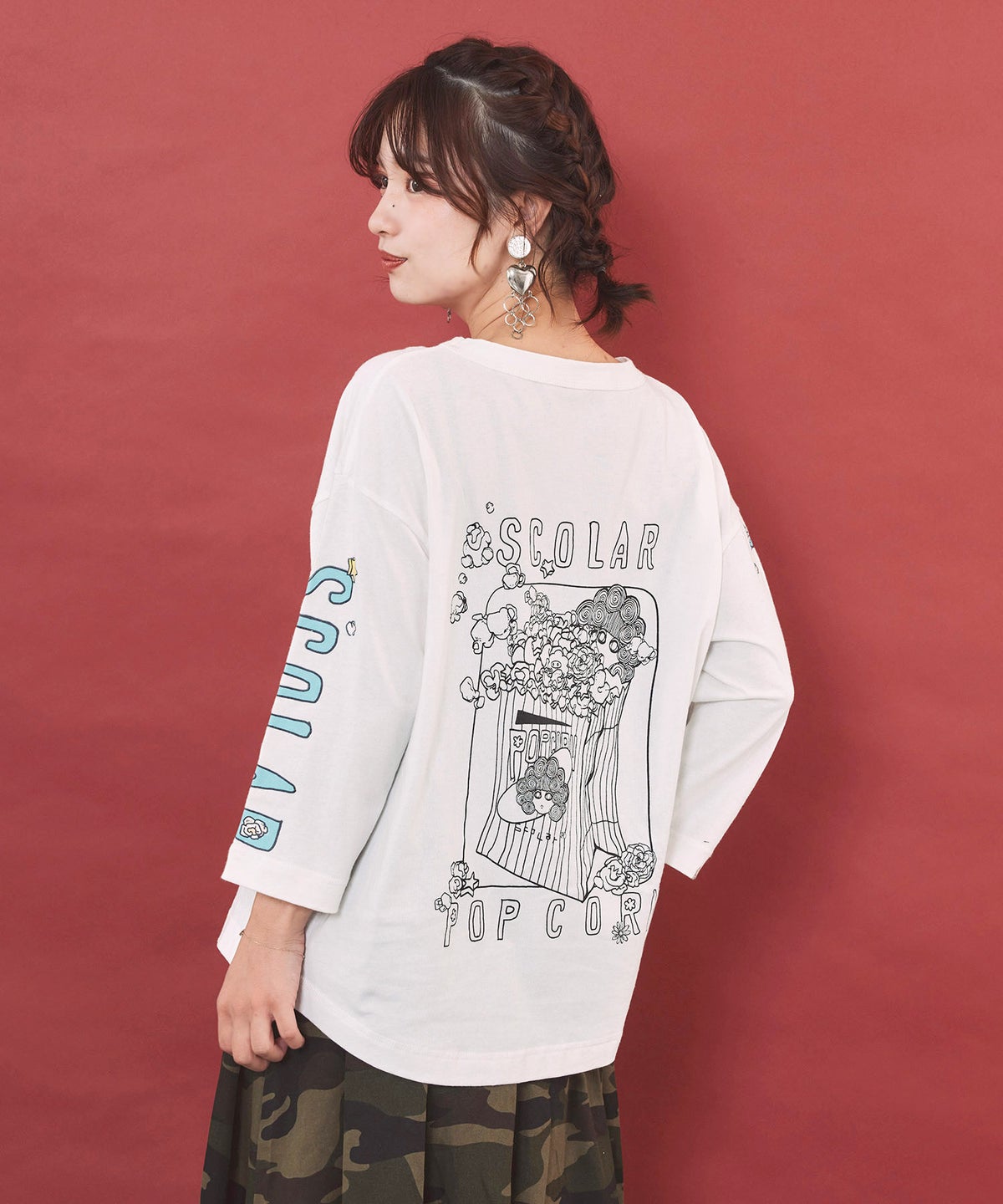 ポップコーン柄 ロングスリーブTシャツ-5