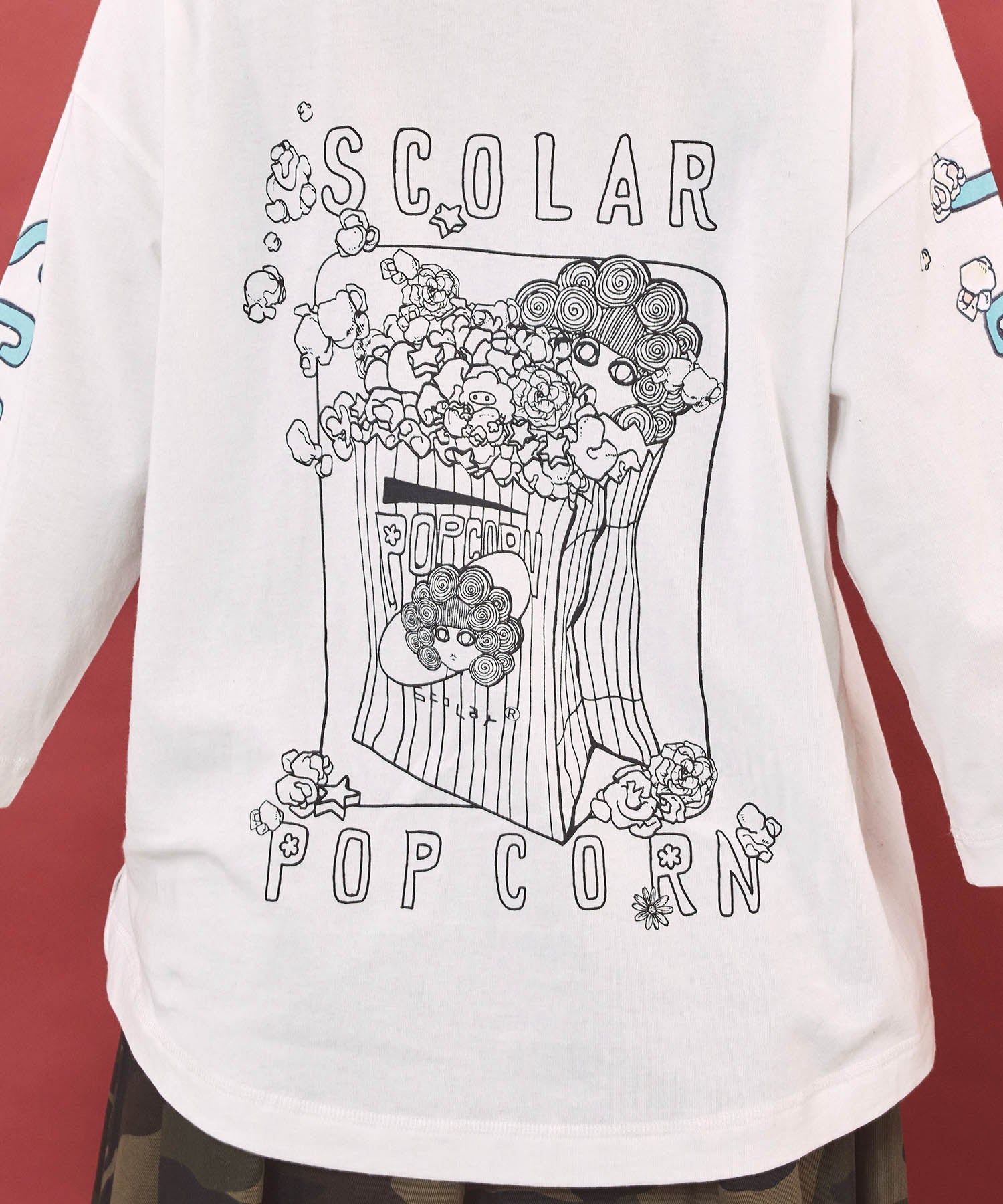 163654：ポップコーン柄 ロングスリーブTシャツの通販-ScoLar
