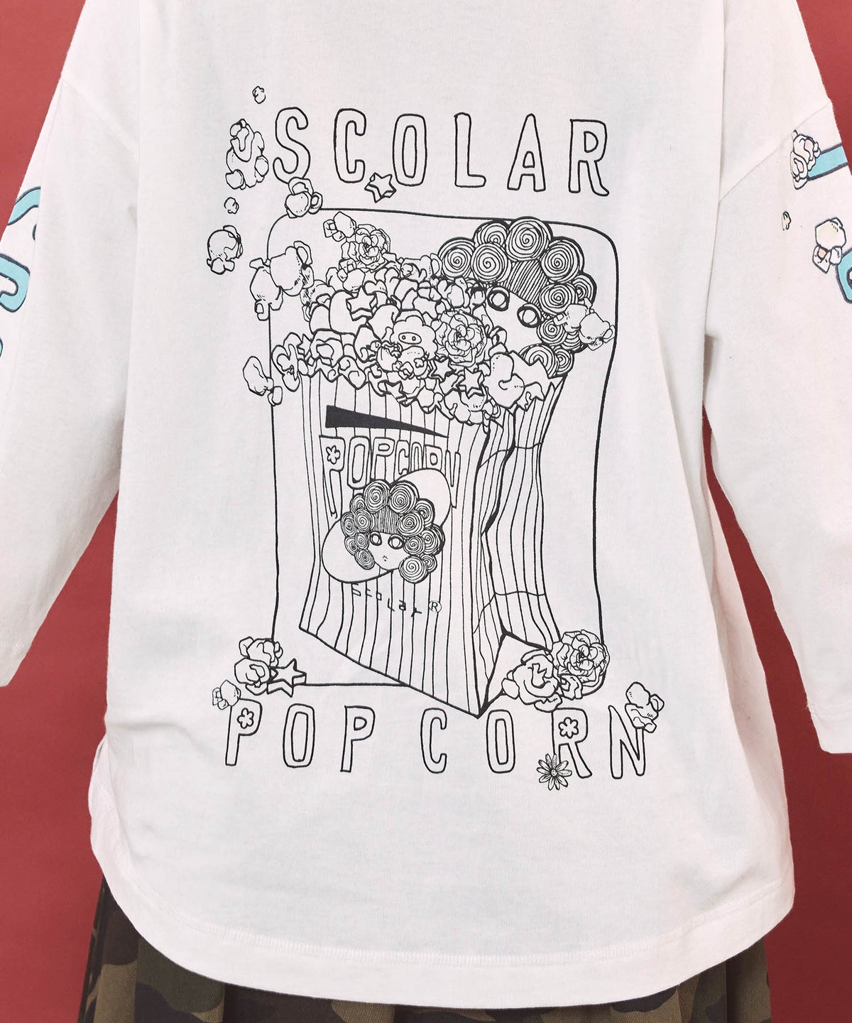 ポップコーン柄 ロングスリーブTシャツ-8