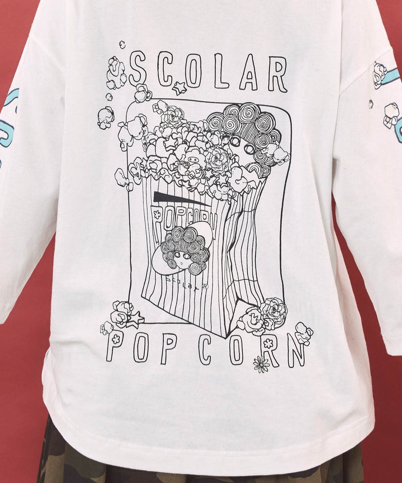 ポップコーン柄 ロングスリーブTシャツ-8