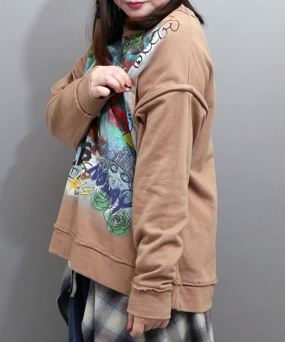 スプレーアート柄 袖取り外し2WAYプルオーバー-4