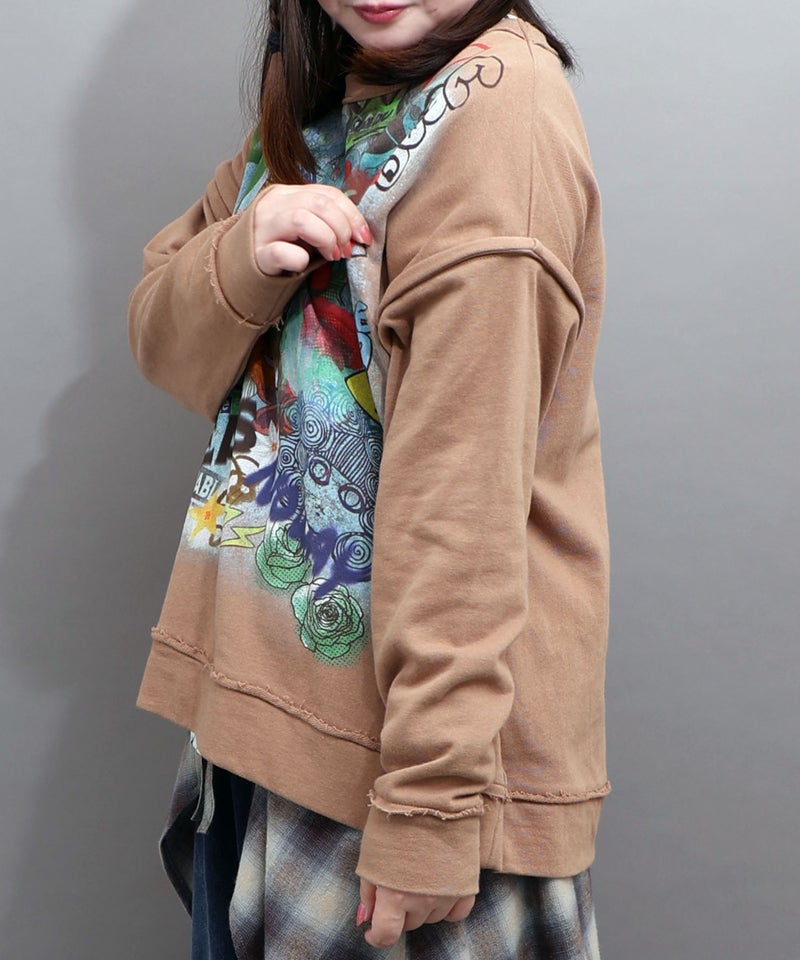 スプレーアート柄 袖取り外し2WAYプルオーバー-4