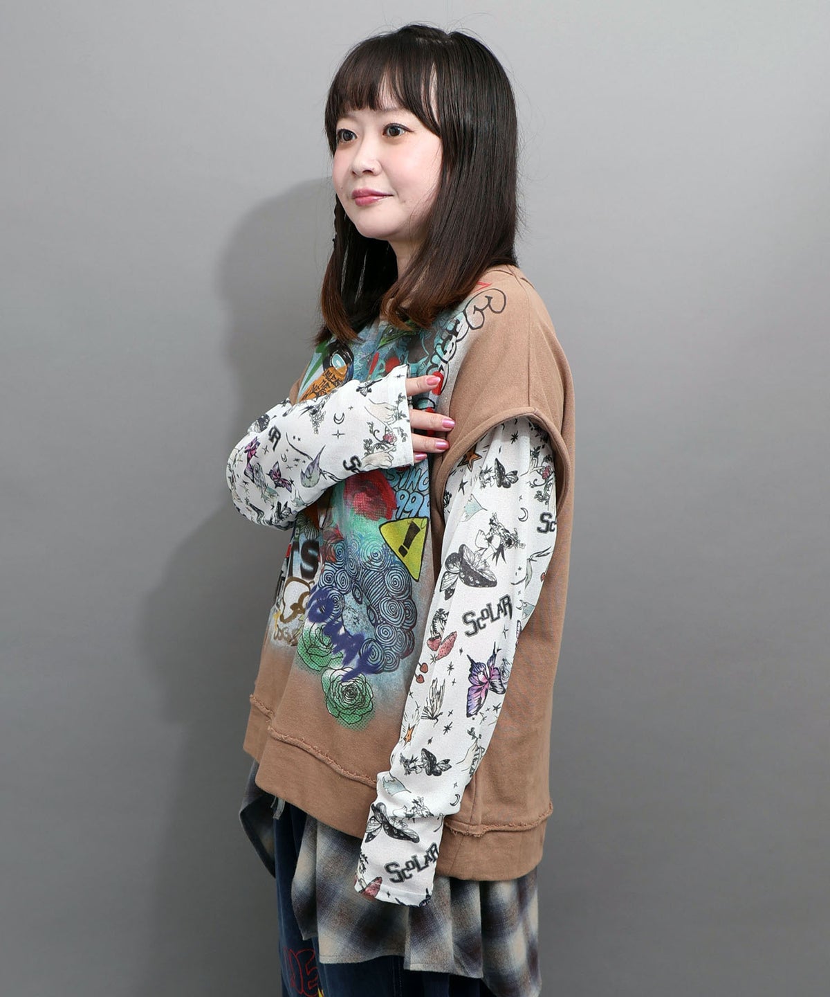 スプレーアート柄 袖取り外し2WAYプルオーバー-8