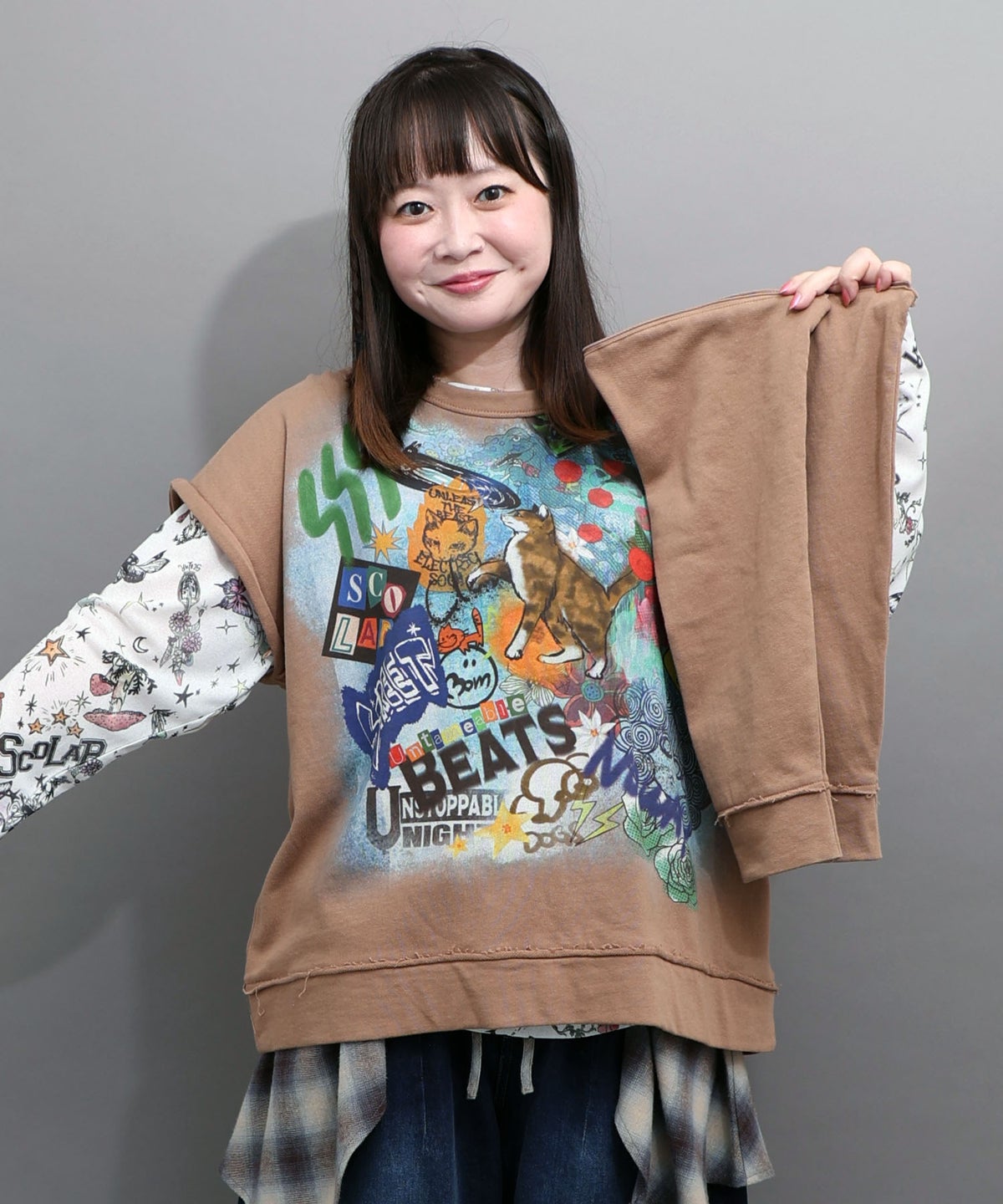 スプレーアート柄 袖取り外し2WAYプルオーバー-10